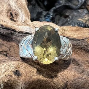 Vintage Clyde Duneier 5.21 ct Oval Checkerboard Cut Citrine Ring Size 7.5 925